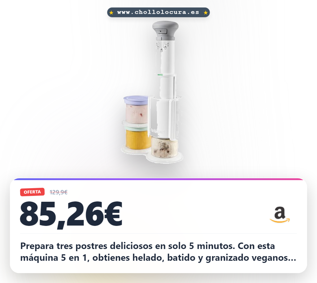 Aprovecha esta máquina 5 en 1 para preparar helado batido y granizado veganos en 5 minutos al mejor precio