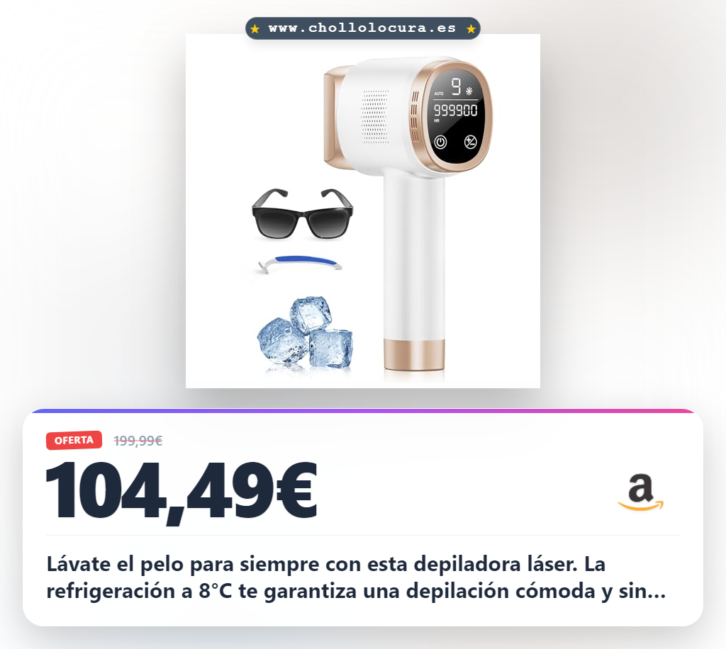Aprovecha la depiladora láser IPL con refrigeración a 8°C y 9 niveles de energía para una piel suave