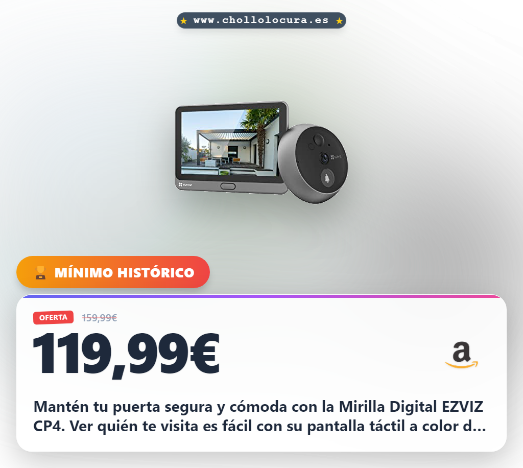Consigue la mirilla digital EZVIZ CP4 con pantalla táctil y visión nocturna para tu puerta al mejor precio