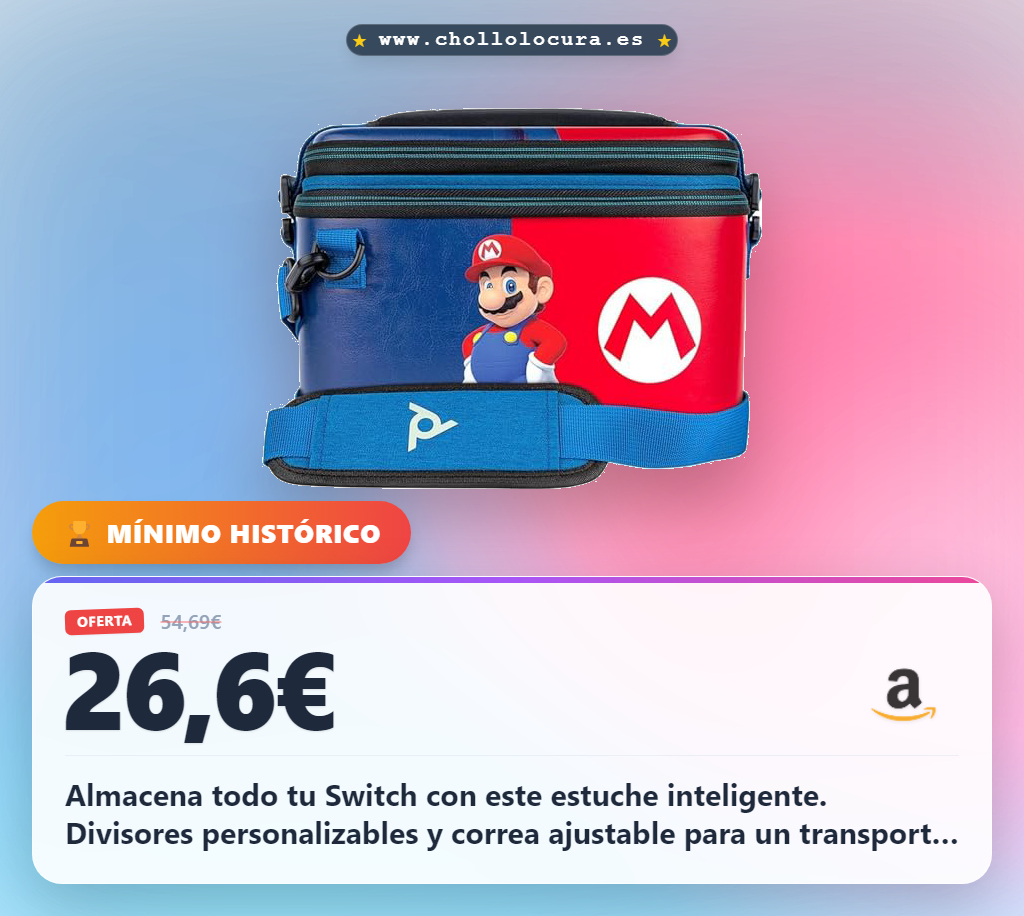 Aprovecha los estuches Nintendo Switch en uno con divisores personalizables y correa ajustable al mejor precio