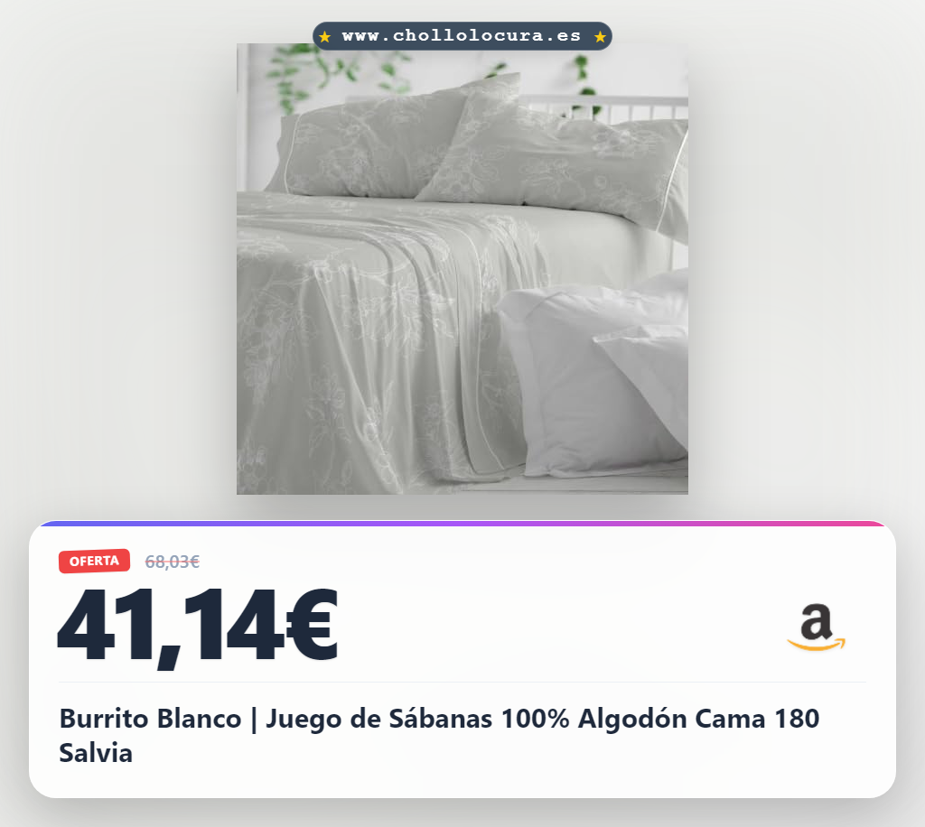 Burrito Blanco | Juego de Sábanas 100% Algodón Cama 180 Salvia