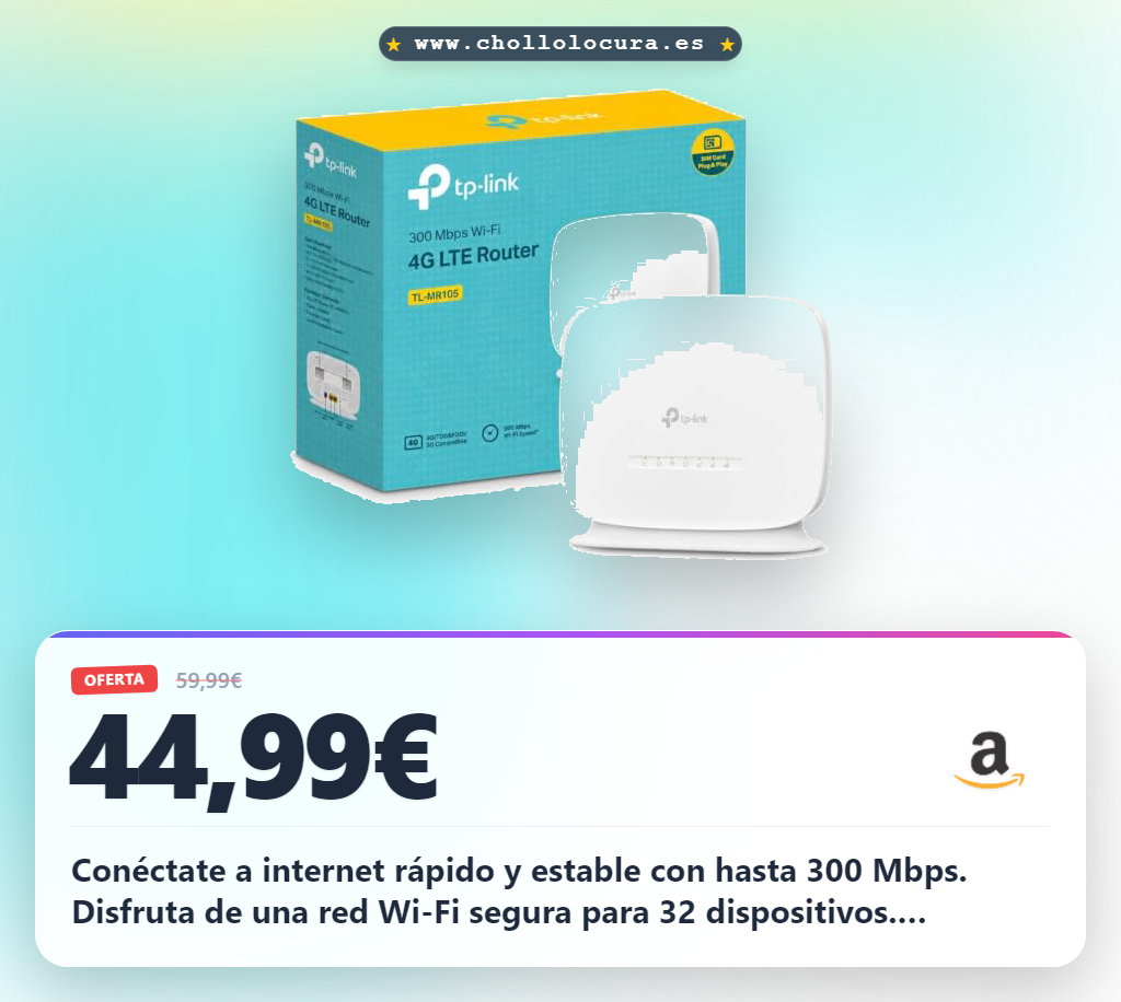 Consigue router 4G LTE de 300 Mbps con 32 dispositivos y conexión inalámbrica segura al mejor precio
