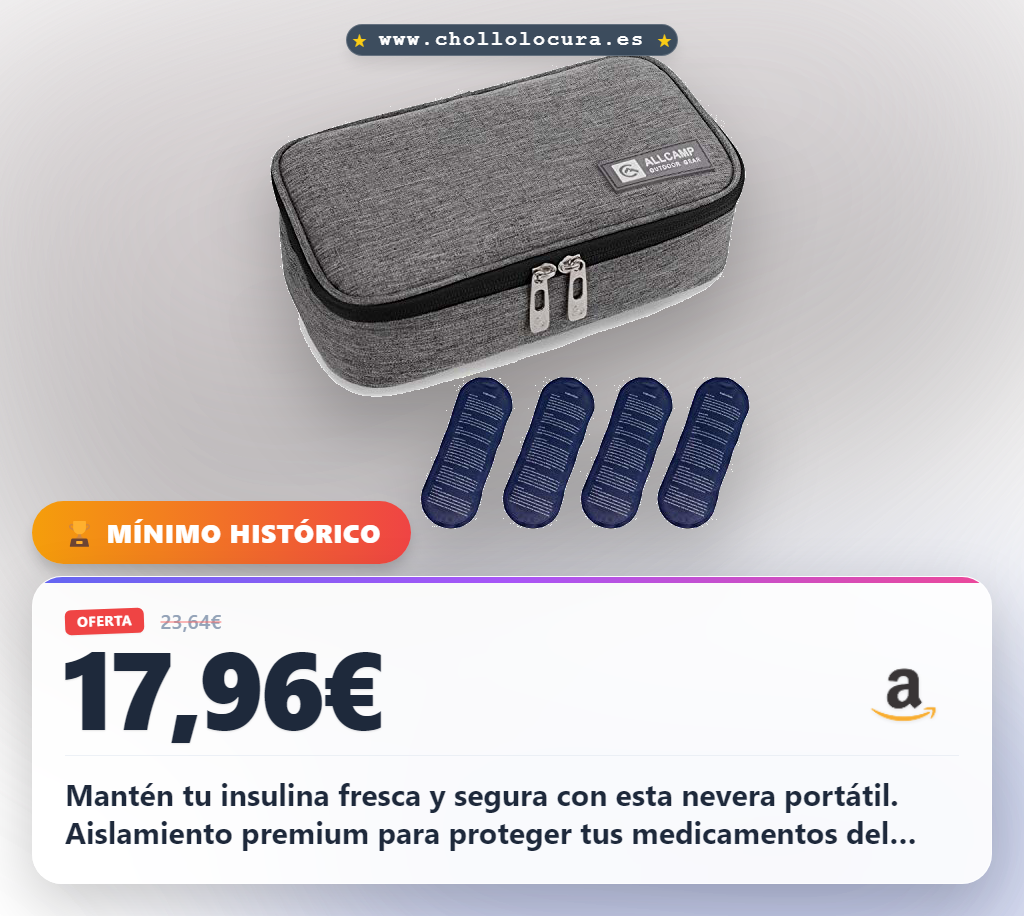 Mantén tu insulina fresca y segura con esta nevera portátil. Aislamiento premium para proteger tus medicamentos del calor o el frío. Organización inteligente con bucles para bolígrafos y 4 paquetes de hielo reutilizables. Ligera y compacta para llevar a donde vayas.