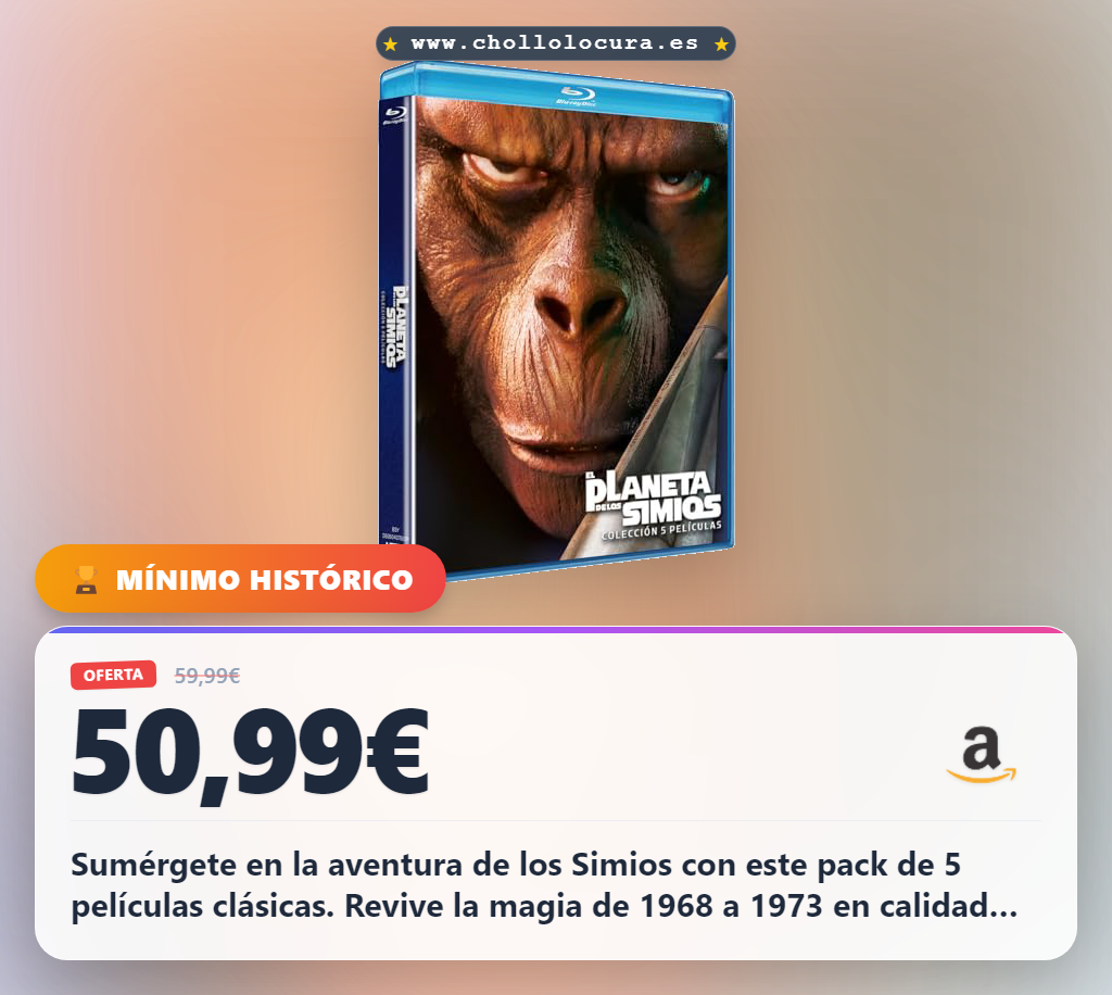 Aprovecha el Pack 5 películas El Planeta de los Simios 1968-1973 en Blu-ray al mejor precio