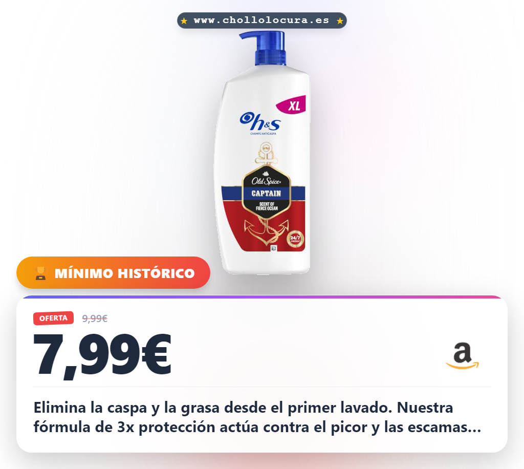 Aprovecha el champú H&S Old Spice Captain para eliminar caspa y picor al mejor precio