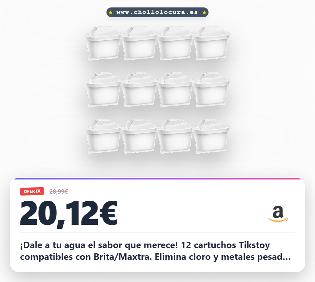 Disfruta de agua fresca con Cartuchos Tikstoy para Brita Marella y Maxtra+ | 12 unidades al mejor precio