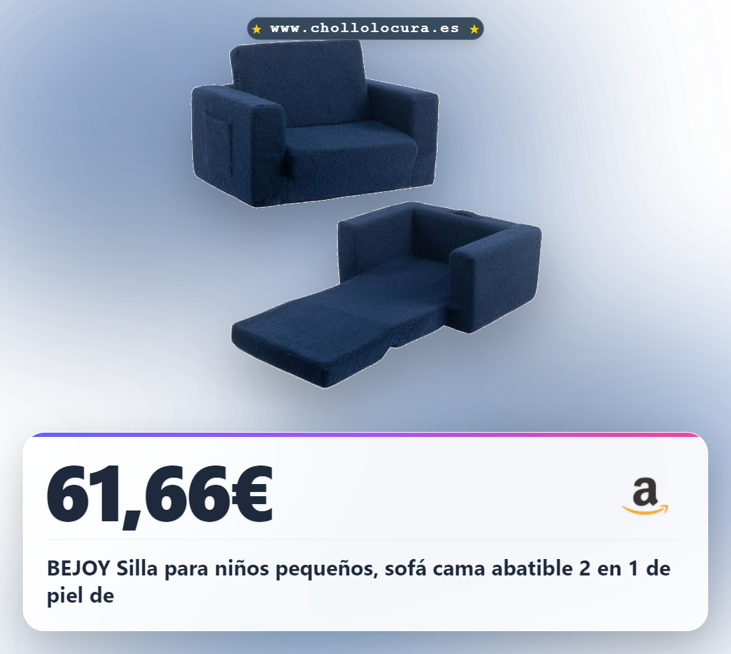 BEJOY Silla para niños pequeños, sofá cama abatible 2 en 1 de piel de