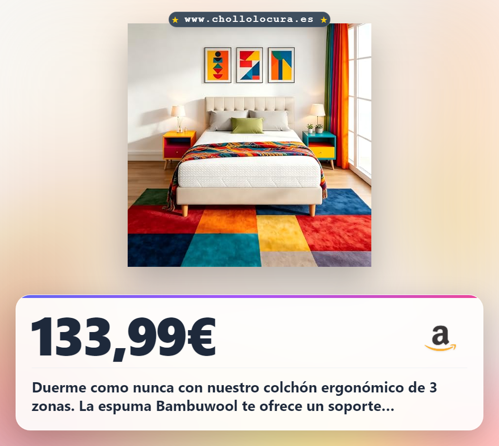 Aprovecha este colchón Novilla ergonómico con resortes ensacados y espuma bambuwool en oferta histórica