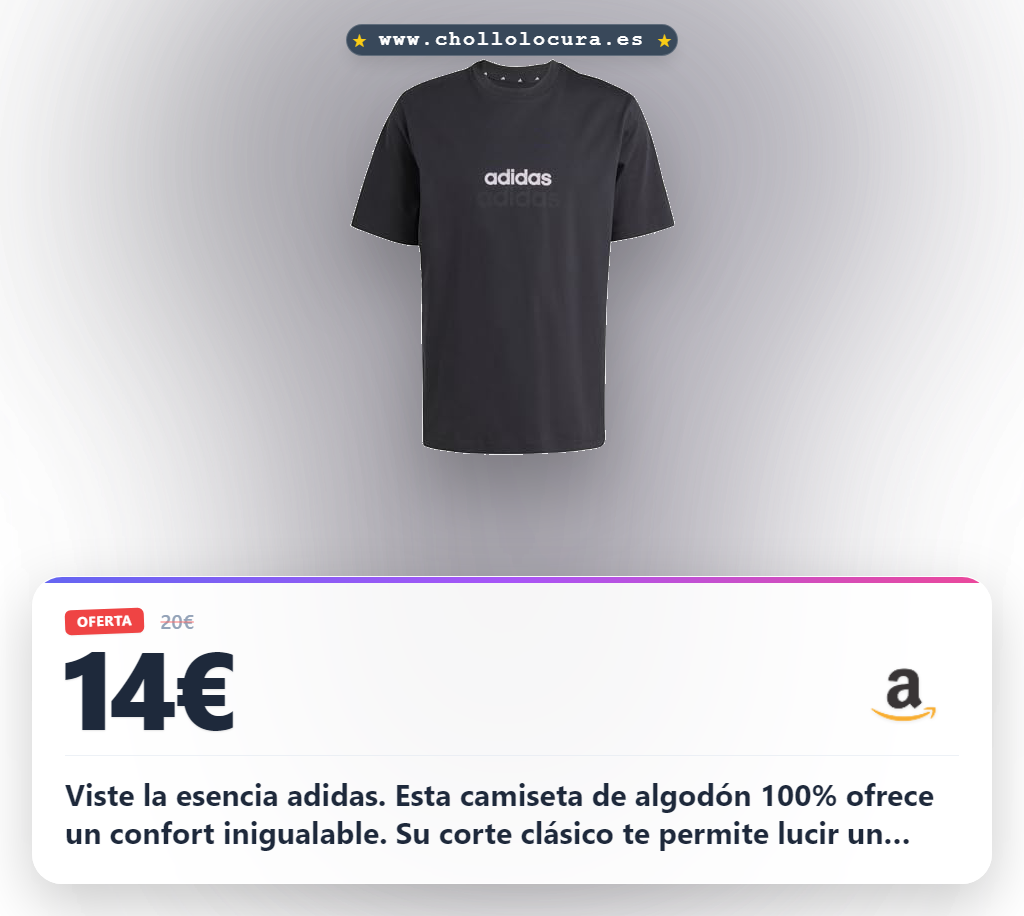Aprovecha la camiseta adidas Essentials hombre, corte clásico y 100% algodón, al mejor precio en oferta histórica