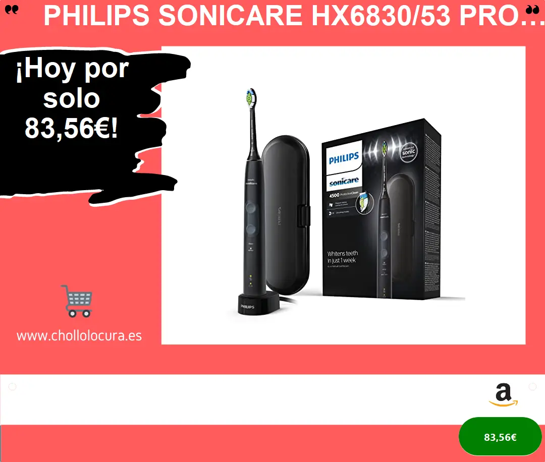 Philips Sonicare hx6830/53 Protect Ive Clean 4500 Cepillo de dientes eléctrico con tecnología de sonido (Sensor de presión), Negro,