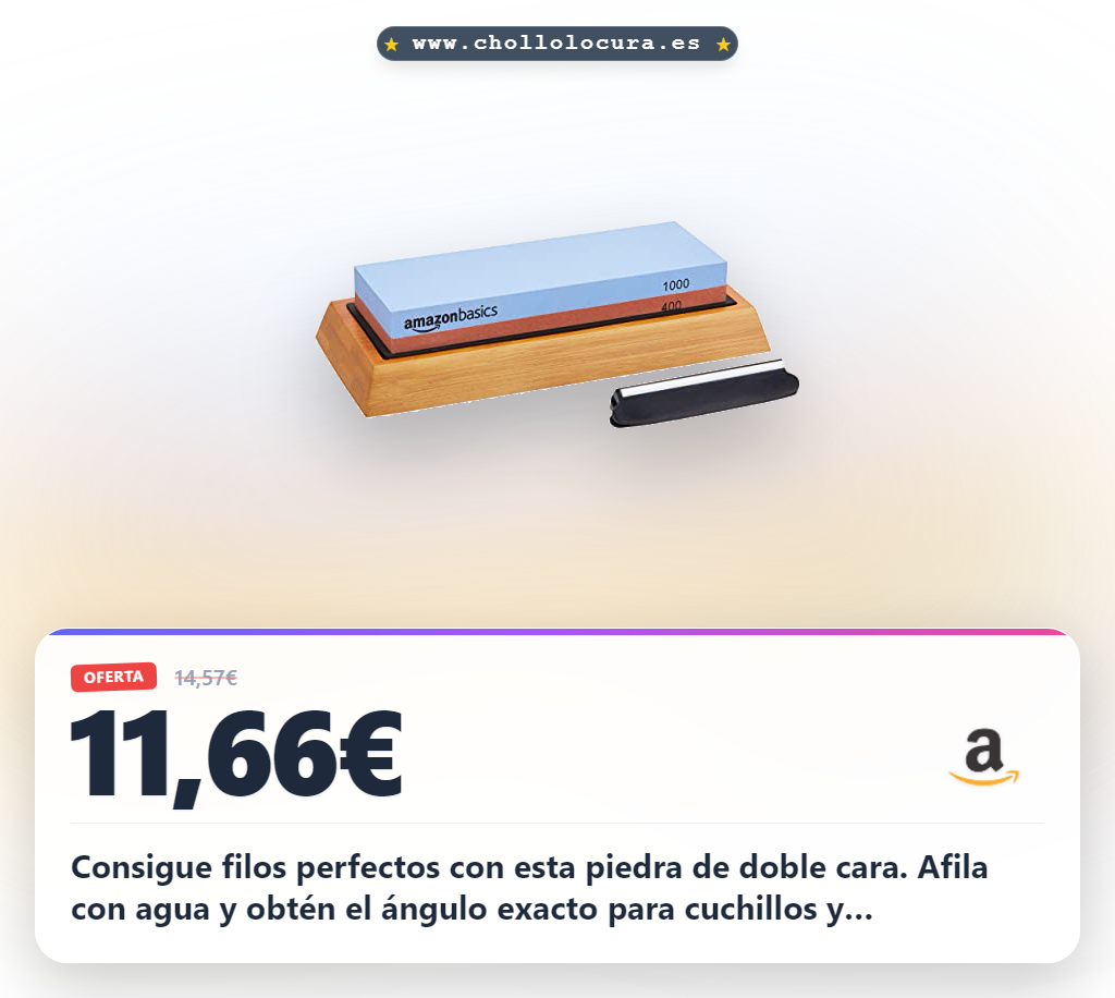 Aprovecha la piedra de afilar de cuchillos doble cara con base de bambú antideslizante al mejor precio