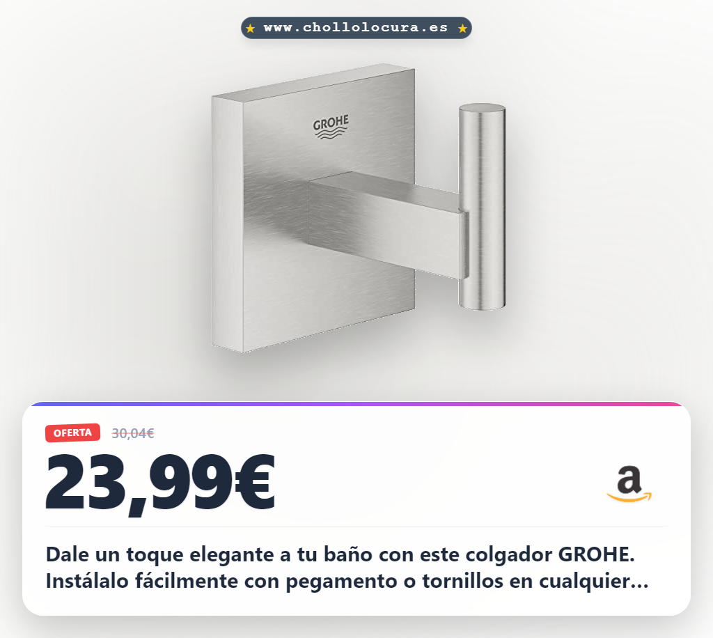 Logra el Colgador de baño GROHE Start Cube QuickFix en gris mate con instalación fácil y elegante a precio de chollo