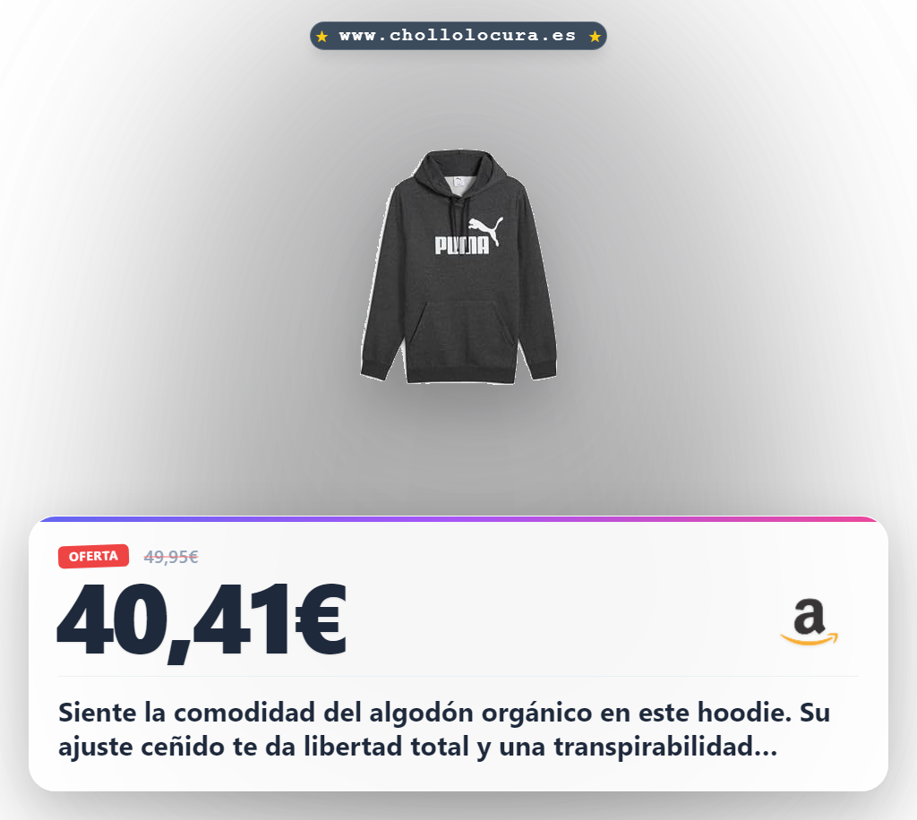 Encuentra el hoodie Puma Dark Gray con algodón orgánico y ajuste ceñido en oferta limitada