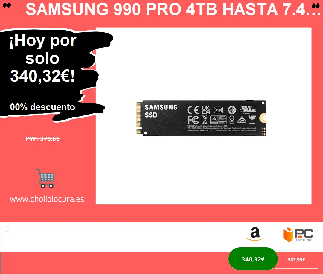 Samsung 990 PRO SSD Interno 4TB NVMe PCIe 4.0: Velocidad Extrema para Gaming y Creatividad
