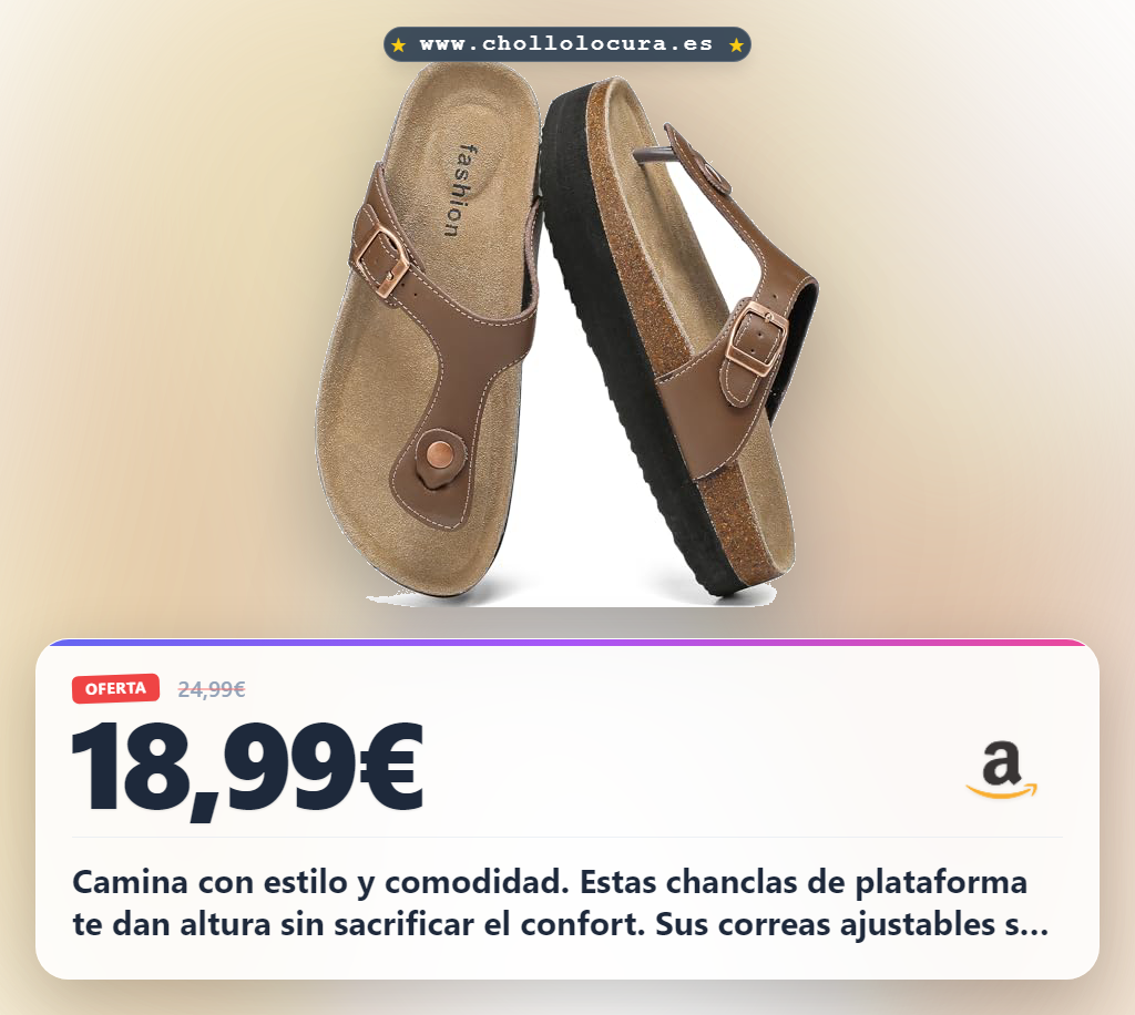 Consigue estas chanclas de verano con plataforma y suela de corcho. Sandalias tipo mule de ante ajustables para mujer al mejor precio
