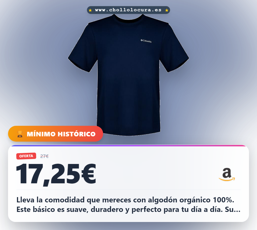 Aprovecha la camiseta básica Columbia en algodón orgánico azul para hombre al mejor precio de oferta