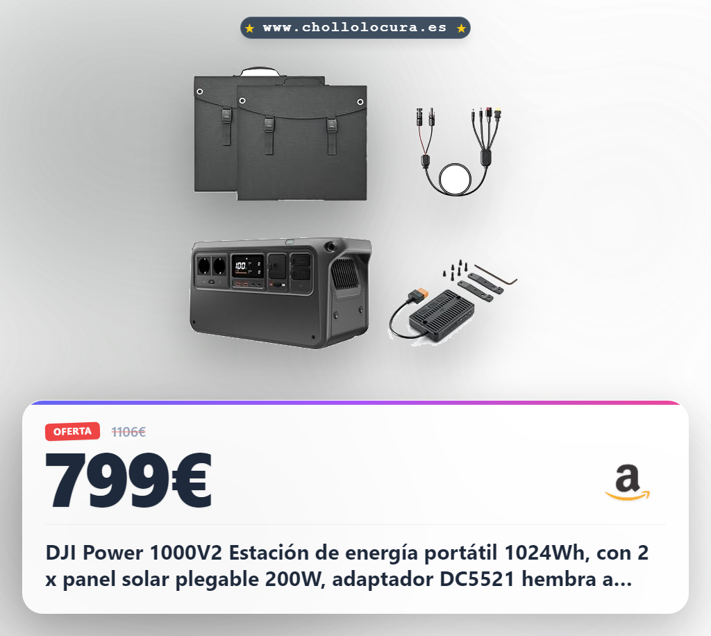 Aprovecha la estación de energía solar DJI Power 1000V2 con paneles plegables para camping y emergencia