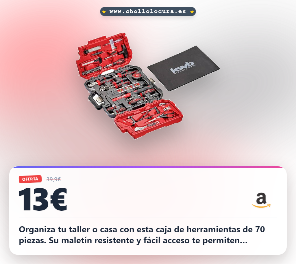 Consigue la caja de herramientas kwb de 70 piezas resistente con maletín metálico y cierres seguros al mejor precio del año.