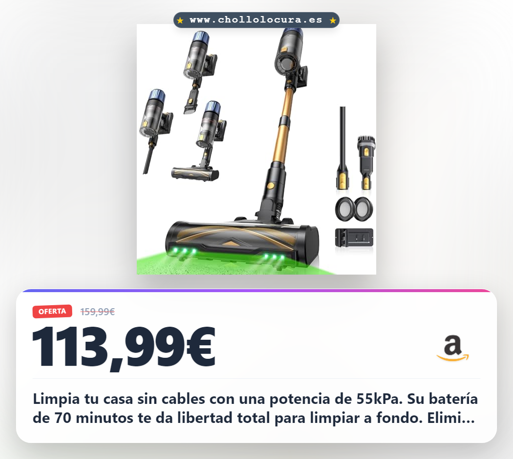 Aprovecha la aspiradora vertical Proscenic P15 sin cable con succión 55kPa y cepillo anti-enredos a precio de chollo en oferta histórica