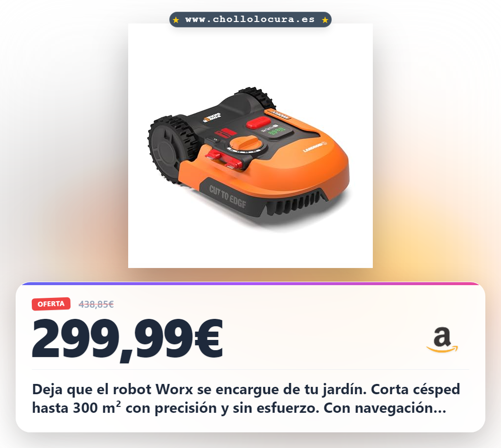 Aprovecha el robot cortacésped Worx WR169E con navegación AIA y control Wi-Fi en oferta histórica