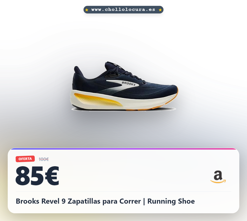 Aprovecha las Brooks Revel 9 zapatillas para correr con suela de goma y máxima amortiguación en oferta histórica