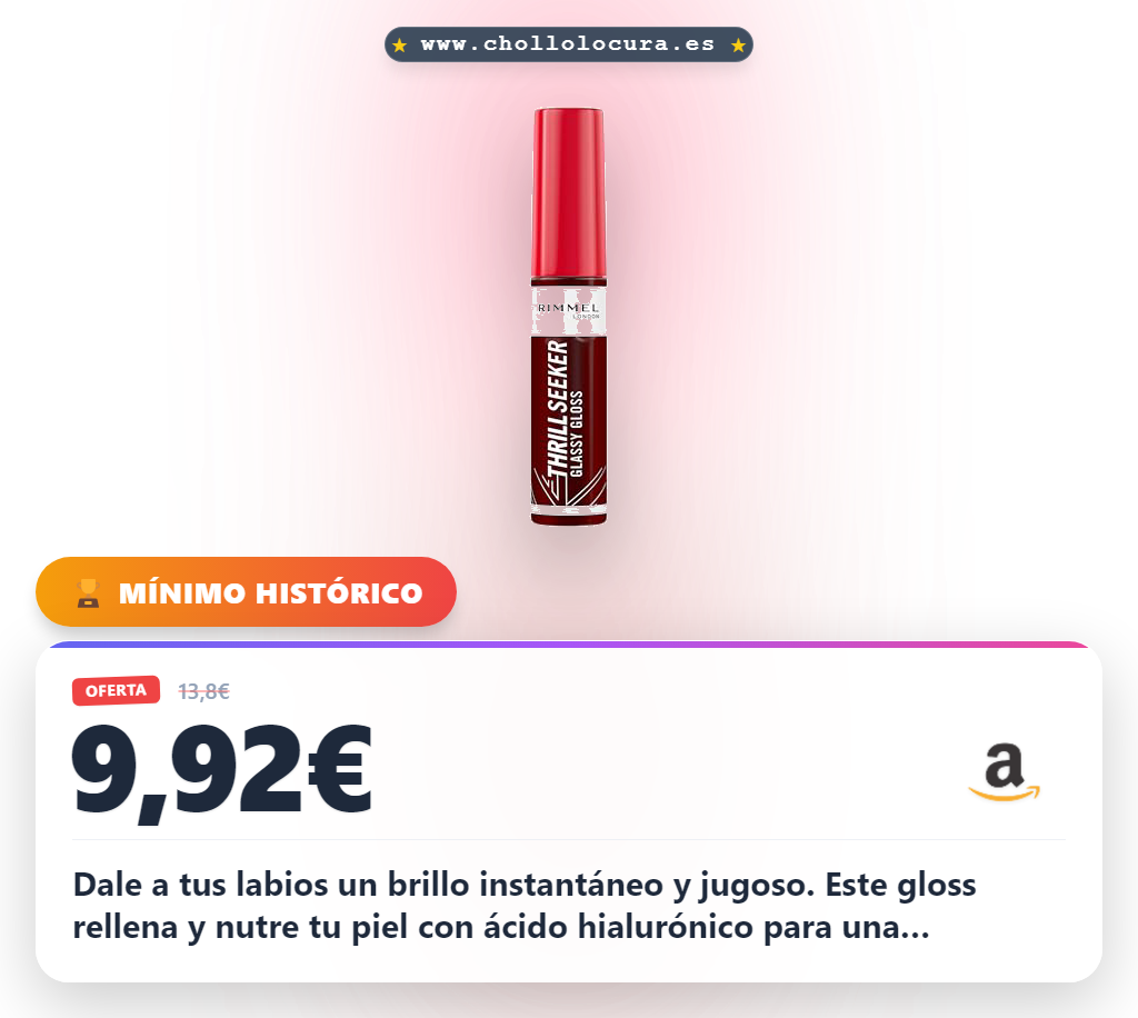 Encuentra el gloss Rimmel London Frosted Berry para labios hidratados y brillo instantáneo a precio de chollo