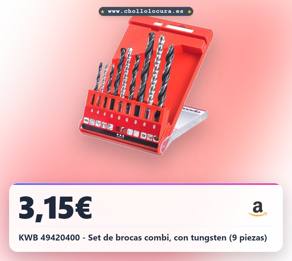 KWB 49420400 - Set de brocas combi, con tungsten (9 piezas)