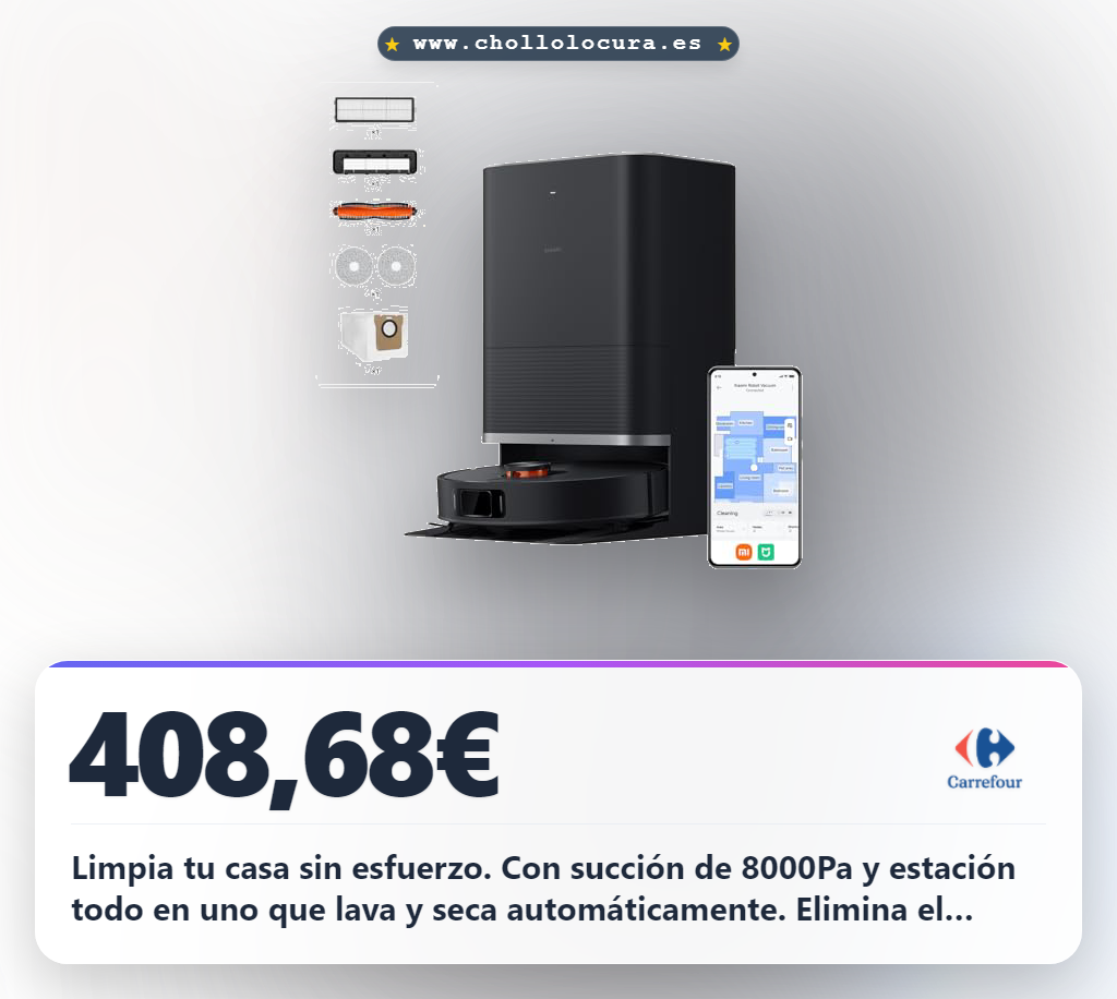 Aprovecha la estación todo en uno del robot Xiaomi X20 MAX con vaciado y lavado automático al mejor precio