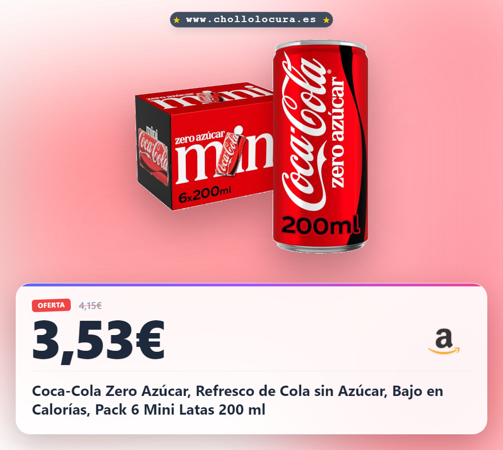 Disfruta el refrescante sabor de Coca-Cola Zero Azúcar sin azúcar ni calorías en oferta histórica