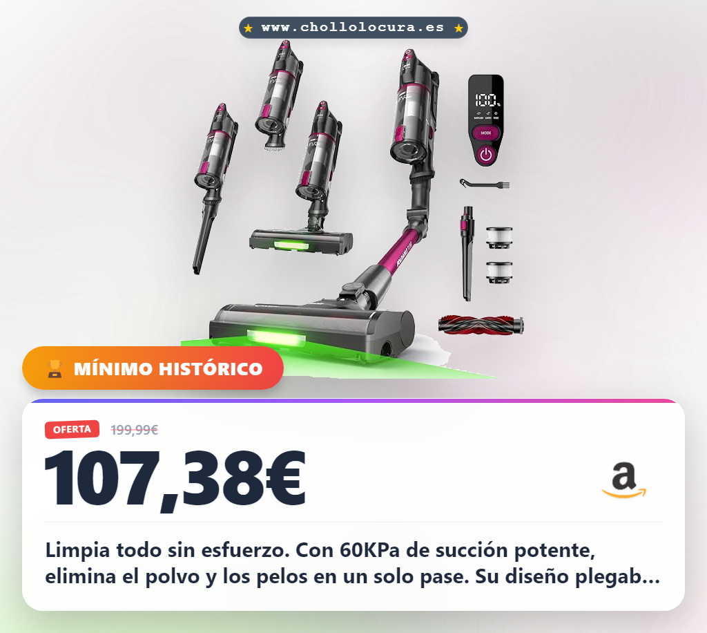 Aprovecha la aspiradora sin cable FAMIVAC FV3 60KPa para limpiar suelos y alfombras en oferta