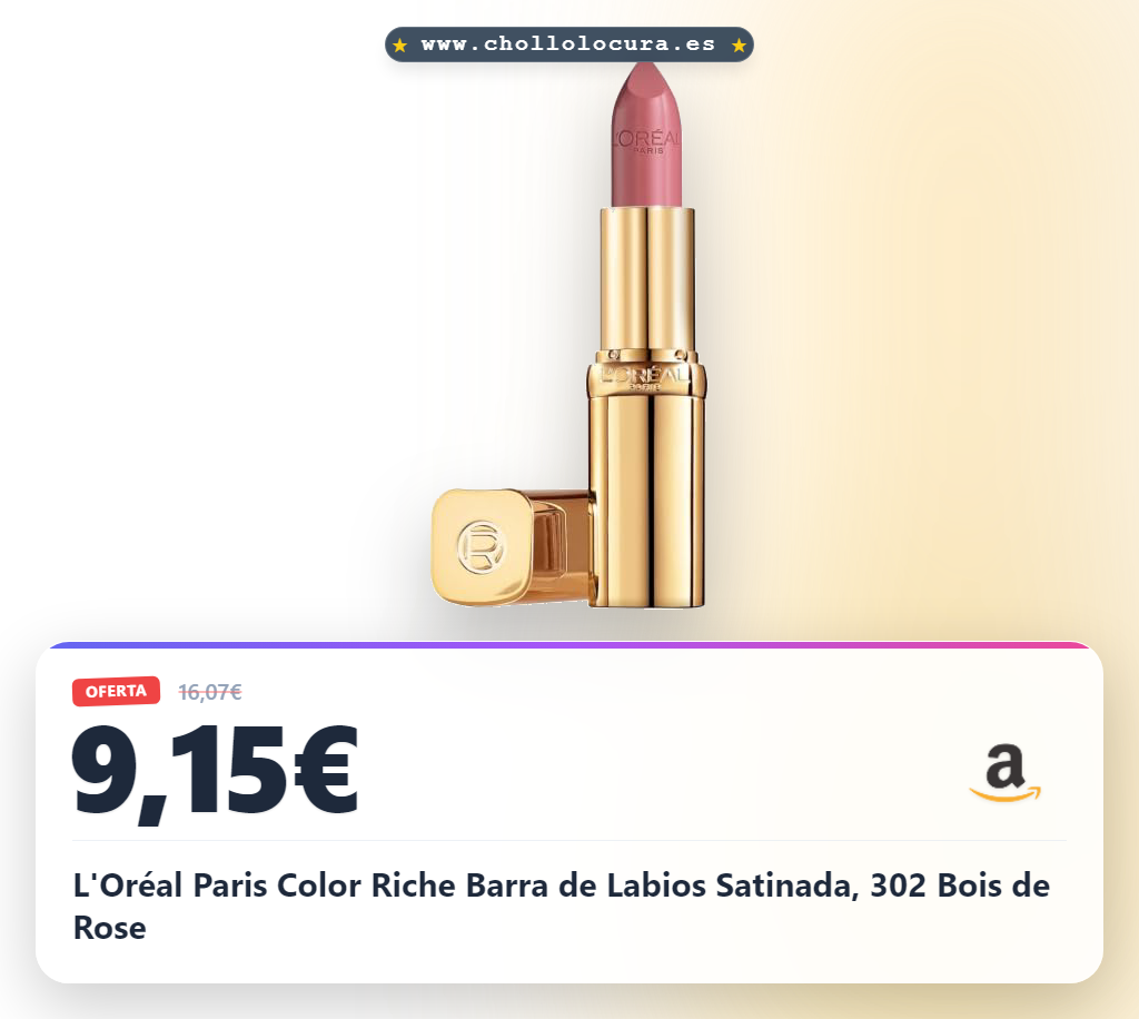 L'Oréal Paris Color Riche Barra de Labios Satinada, 302 Bois de Rose
