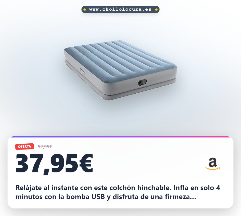 Aprovecha este colchón hinchable doble Dura-Beam Plus para disfrutar de máximo confort en 4 minutos