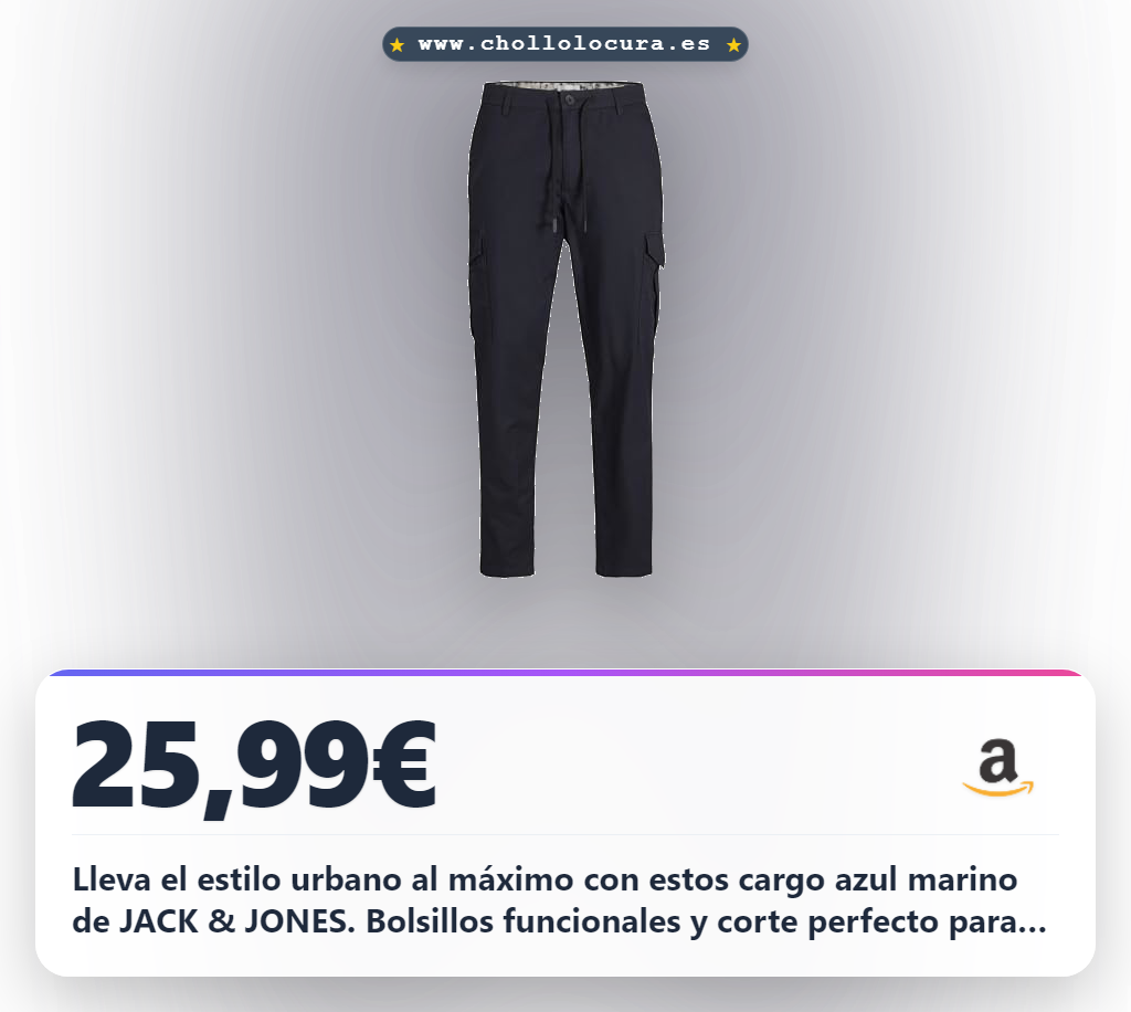 Encuentra Pantalones Cargo JACK & JONES Jpstace Jjsummer Azul Marino 27W/30L a precio de chollo