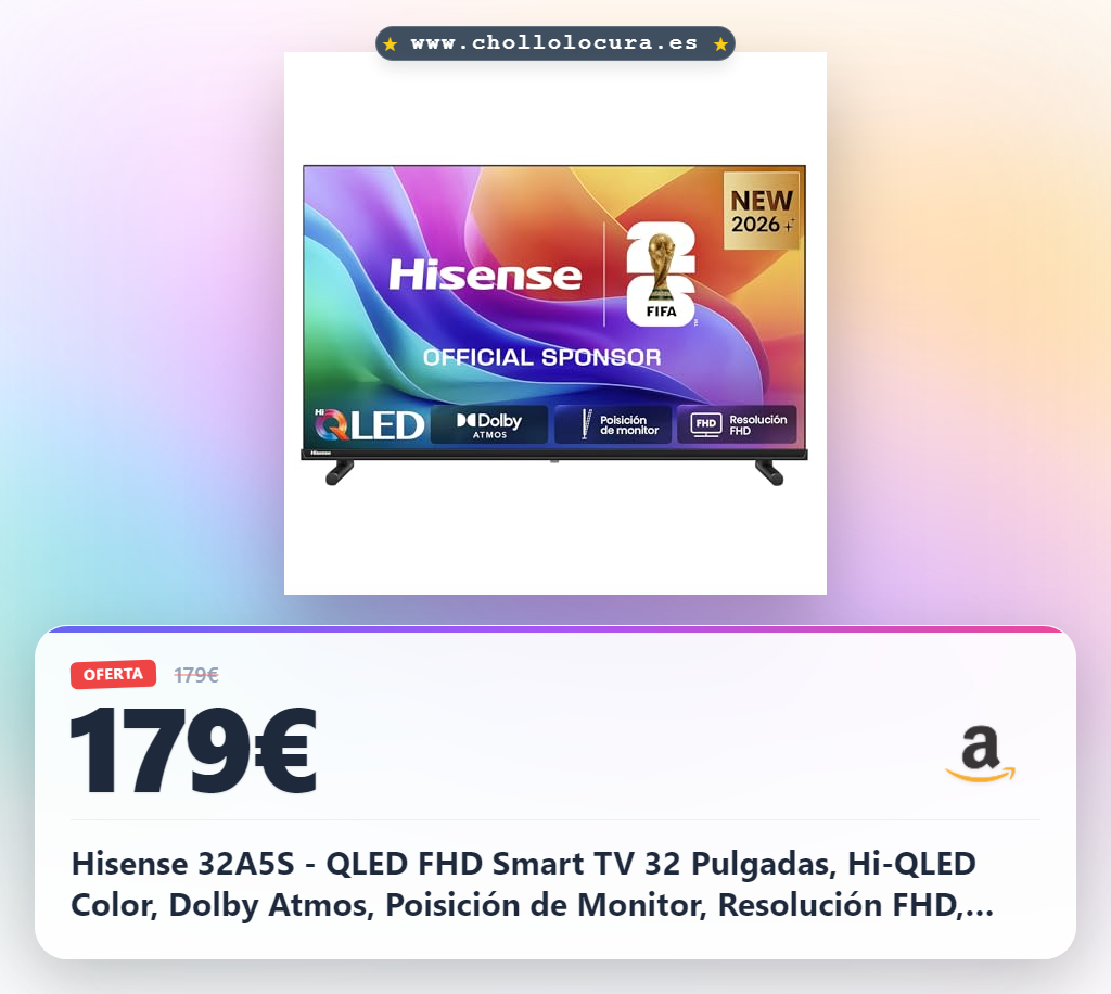 Hisense 32A5S - QLED FHD Smart TV 32 Pulgadas, Hi-QLED Color, Dolby Atmos, Poisición de Monitor, Resolución FHD, Reducción de Ruido, Airplay, Smart Home Ready