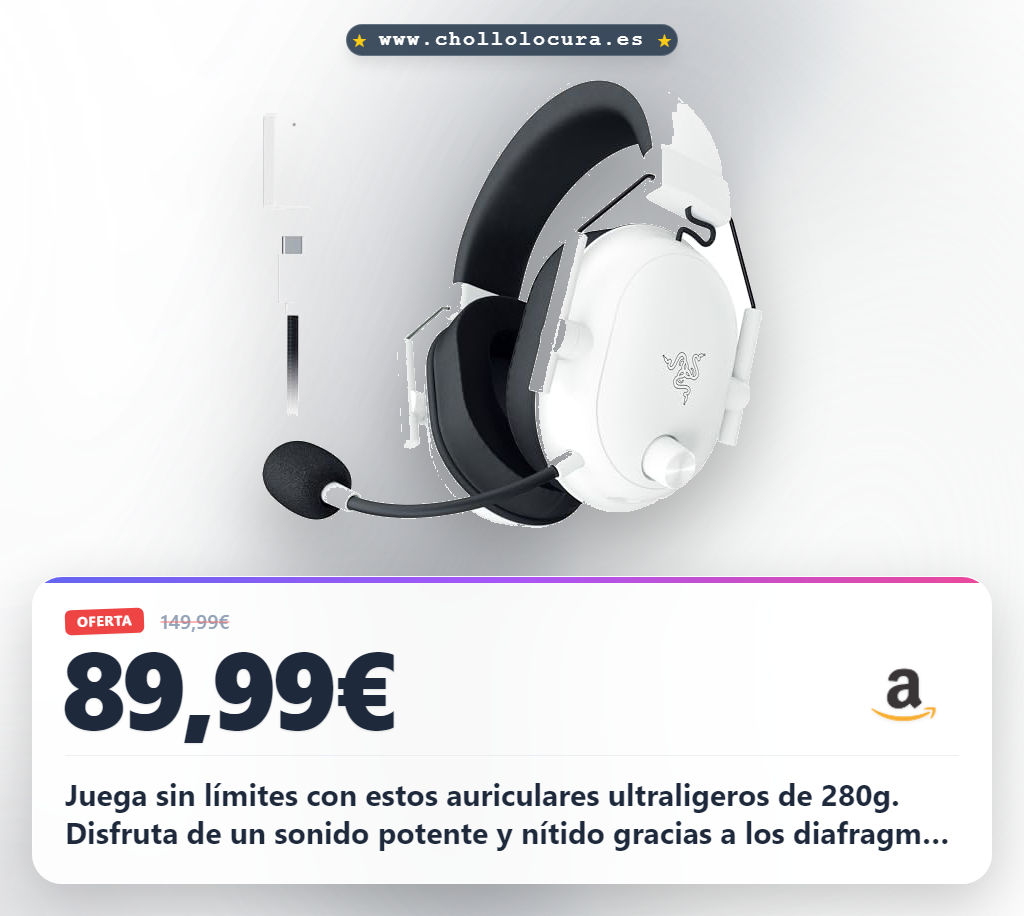 Consigue auriculares gaming Razer Blackshark V2 Hyperspeed ultraligeros 280g con micrófono HyperClear y 70 horas de batería