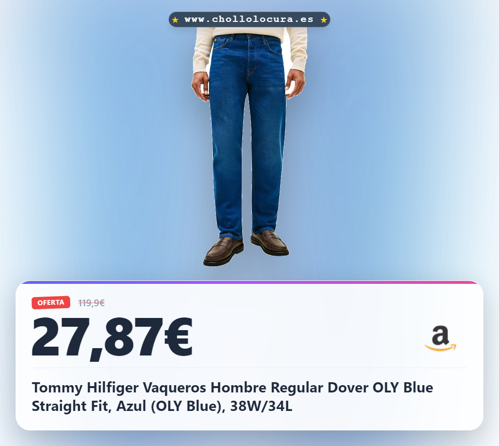 Encuentra Tommy Hilfiger Vaqueros Hombre Straight Fit OLY Blue 38W/34L en oferta histórica al mejor precio del mercado.