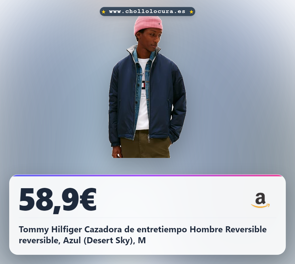 Tommy Hilfiger Cazadora de entretiempo Hombre Reversible reversible, Azul (Desert Sky), M