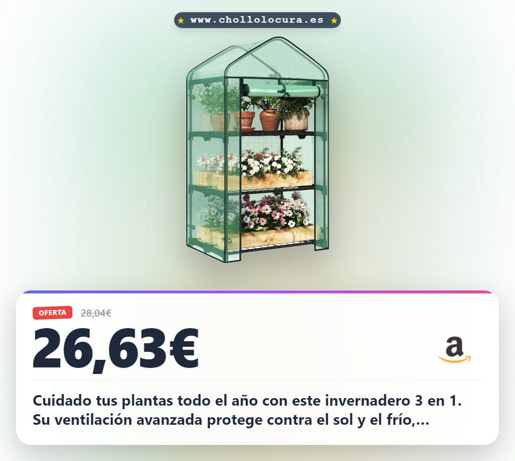 Aprovecha este invernadero de jardín con 3 estantes metálicos verdes, ventilación y montaje rápido.