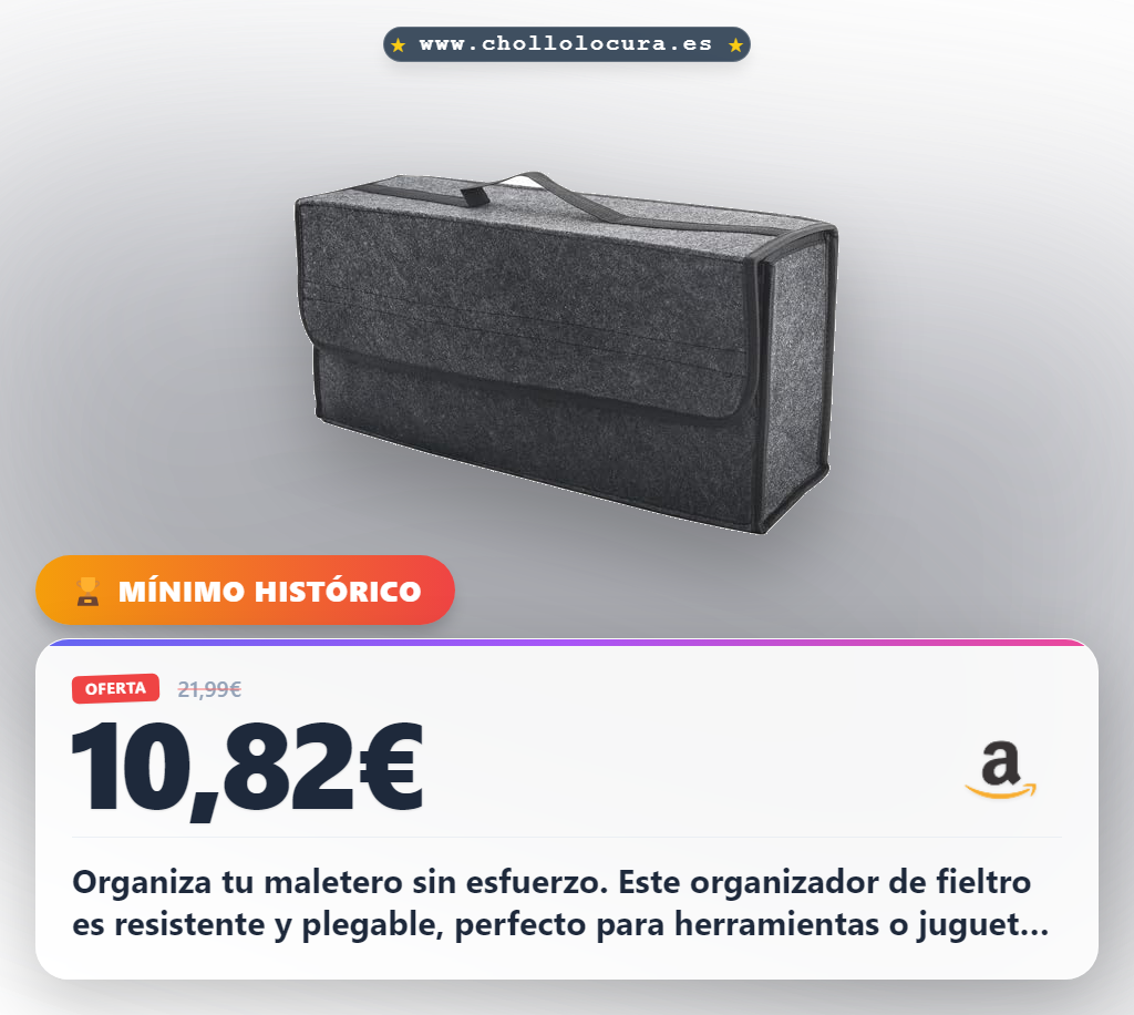 Aprovecha este organizador de maletero plegable con velcro para coche en oferta histórica y al mejor precio