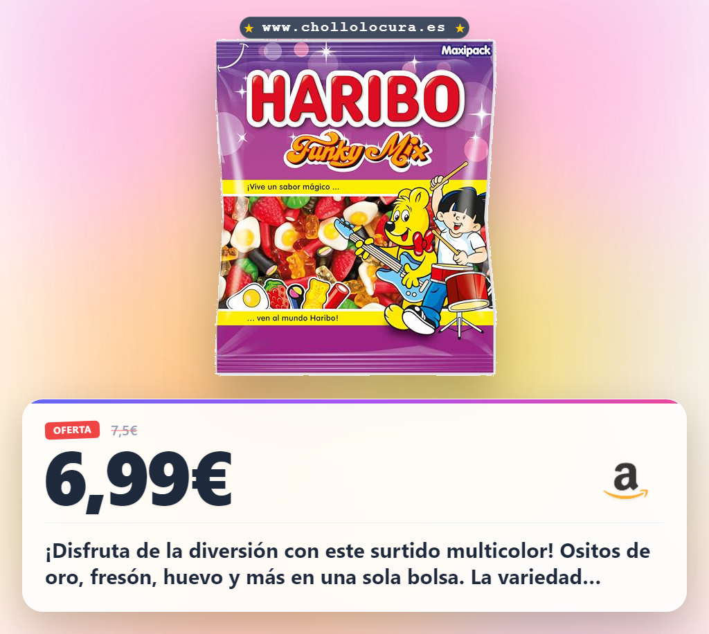 Disfruta el Surtido de Golosinas Multicolor Haribo Funky Mix con ositos y fresón en oferta