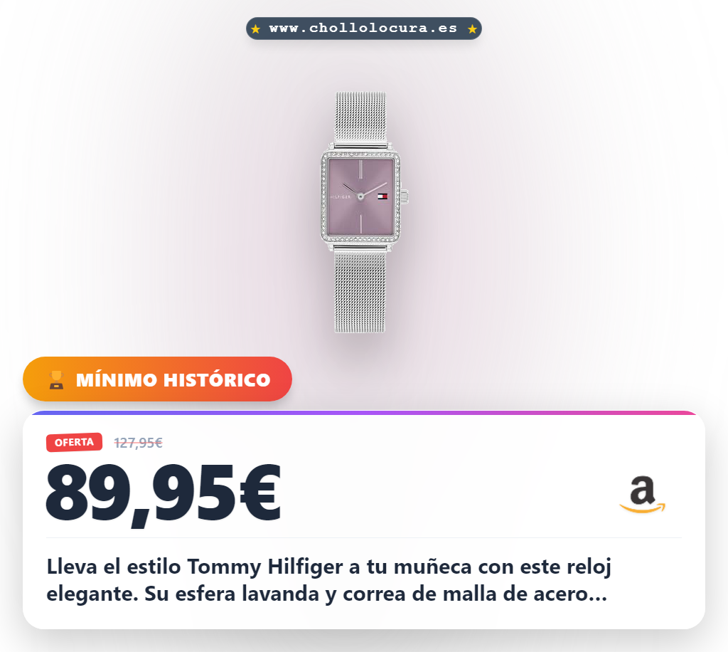Lleva el estilo Tommy Hilfiger a tu muñeca con este reloj elegante. Su esfera lavanda y correa de malla de acero inoxidable realzan tu look. Precisión y diseño chic para un toque femenino y moderno. Resistente al agua y perfecto para tu día a día.
