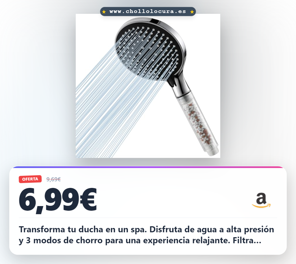 Consigue alcachofa de ducha alta presión con filtro y 3 chorros para un spa en casa al mejor precio