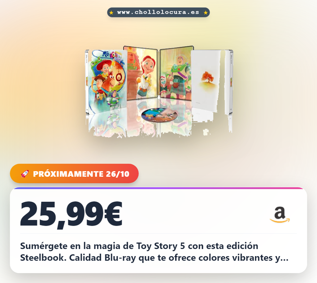 Aprovecha Toy Story 5 Steelbook Blu-ray en oferta histórica y disfruta la película en alta calidad