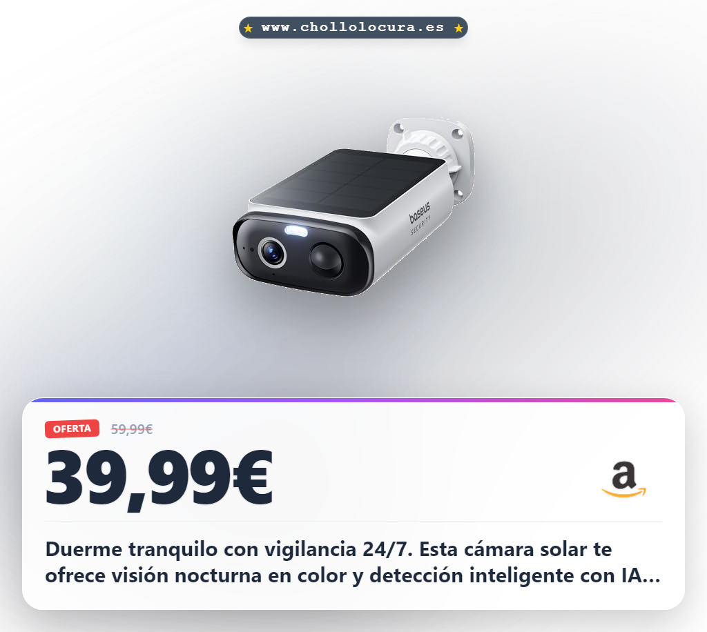 Consigue la cámara solar 2K con visión nocturna en color y detección inteligente al mejor precio del mercado