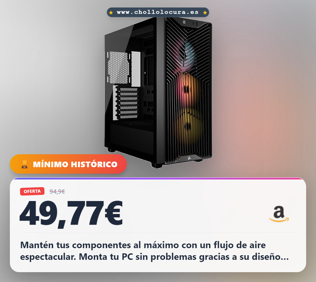 Aprovecha la CORSAIR 3200D RS Caja para PC ARGB con enfriamiento 360mm y 9 ventiladores al mejor precio