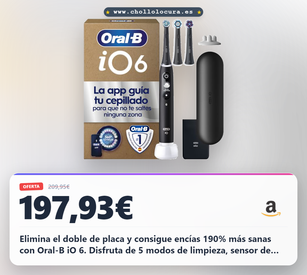 Aprovecha el cepillo eléctrico Oral-B iO 6 con sensor de presión y app inteligente para encías más sanas