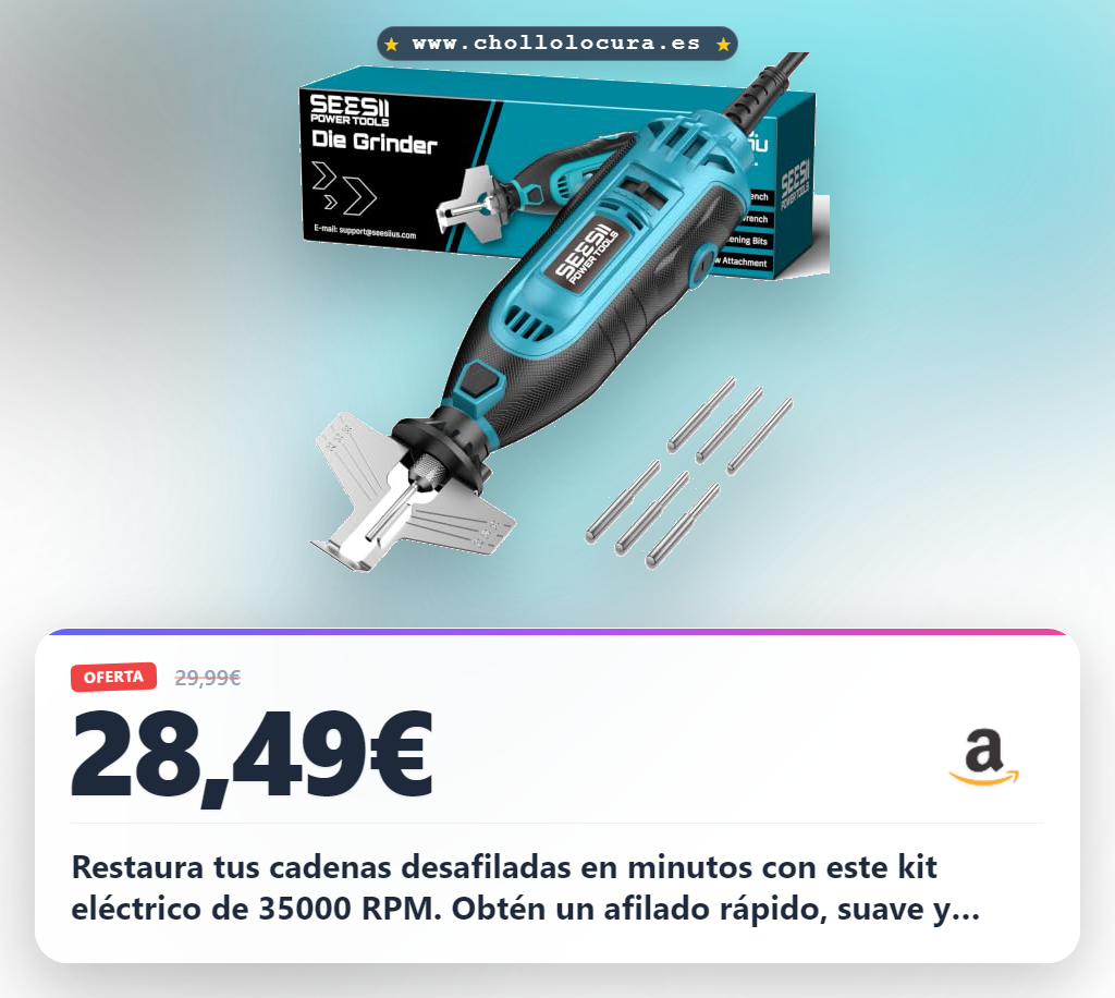 Adquiere el kit eléctrico de afilado SEESII 35000 RPM con 6 diamantes para motosierra al mejor precio en oferta