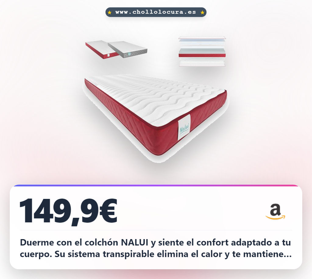 Compra el colchón viscoelástico reversible NALUI 180x180cm Gredos con tejido strech y máxima transpirabilidad a precio de chollo