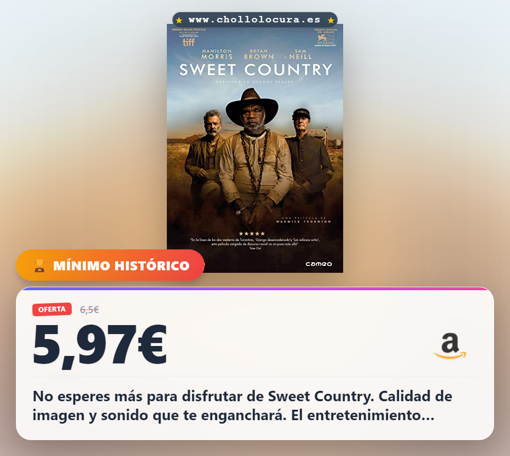 Adquiere el DVD Sweet Country con voz en off y llévatelo al mejor precio de oferta histórica
