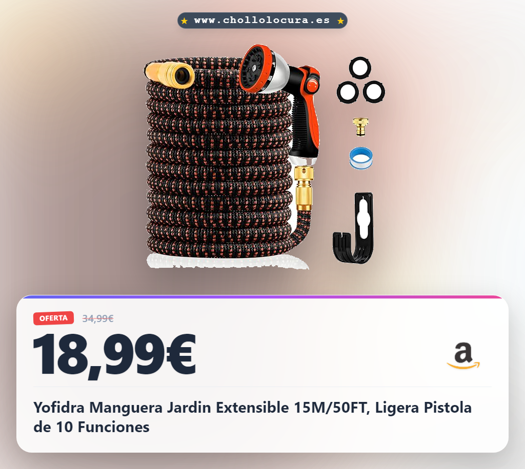 Yofidra Manguera Jardin Extensible 15M/50FT, Ligera Pistola de 10 Funciones